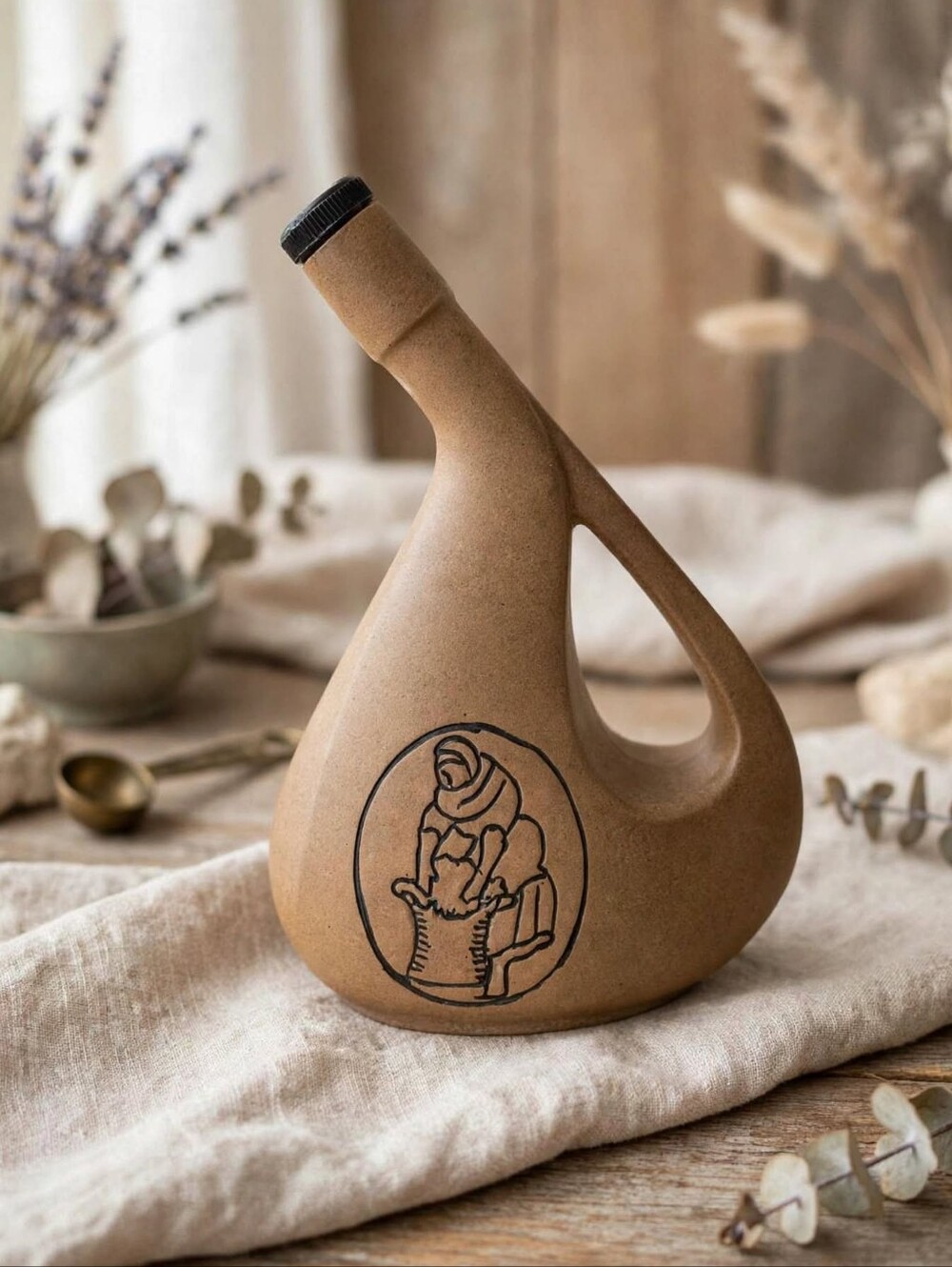 Vintage Eurogrés Portugal Stoneware Decanter Bottle Jug Rustic Art Pottery